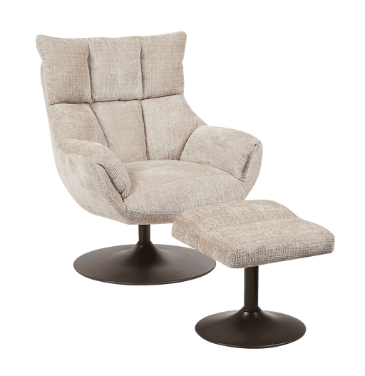 Tower Living Draaifauteuil Force Met voetenbank, Bouclé - Beige
