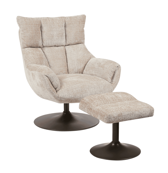 Tower Living Draaifauteuil Force Met voetenbank, Bouclé - Beige