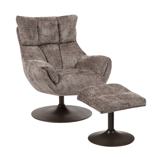 Tower Living Draaifauteuil Force Met voetenbank, Bouclé - Clay