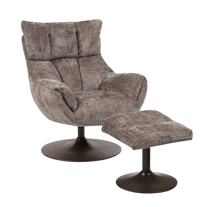 Tower Living Draaifauteuil Force Met voetenbank, Bouclé - Clay