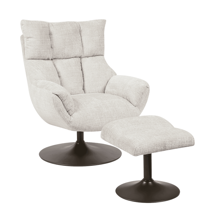 Tower Living Draaifauteuil Force Met voetenbank, Bouclé - Zand