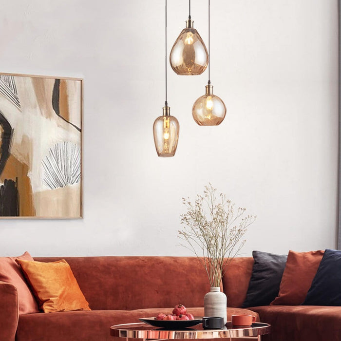 Design hanglamp Verona amber glas 3-lichts - ThatLyfeStyle