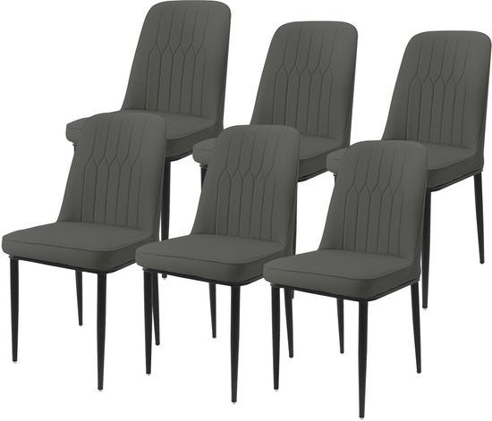 Durrafy® Eetkamerstoelen - Set Van 6 - Fluweel - PU Leer Grijs - ThatLyfeStyle