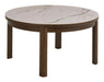 Bendt Ronde Salontafel Jawana Marmerlook en eikenfineer, 90cm - Beige - ThatLyfeStyle