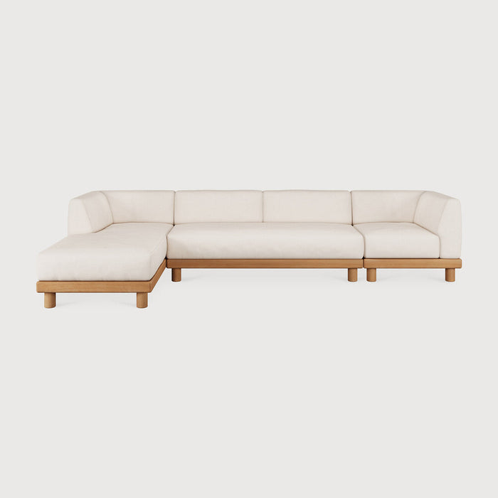 Ethnicraft Modulaire Loungebank Monocle 4-zits, Hoek Links, Teakhout