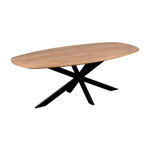 QUVIO Eettafel Sofia - Deens ovaal - 220x110 cm - Stalen kruispoot - FSC®-gecertificeerd mangohout - Naturel