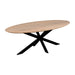 QUVIO Eettafel Sofia - Ovaal - 220x100 cm - Stalen kruispoot - FSC®-gecertificeerd mangohout - Naturel