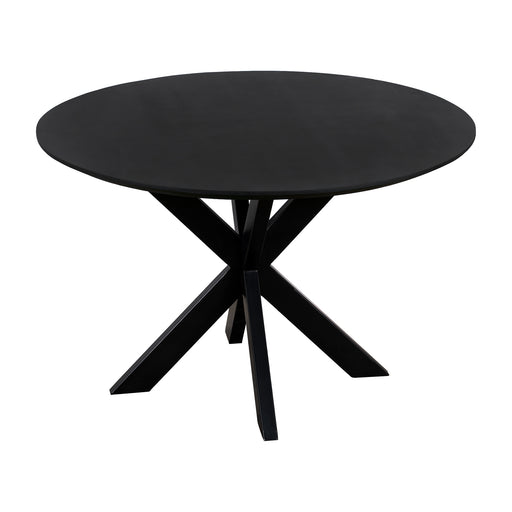 QUVIO Eettafel Sofia - Rond - Ø120 - Stalen kruispoot - FSC®-gecertificeerd mangohout - Zwart