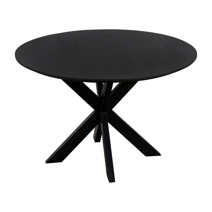 QUVIO Eettafel Sofia - Rond - Ø120 - Stalen kruispoot - FSC®-gecertificeerd mangohout - Zwart