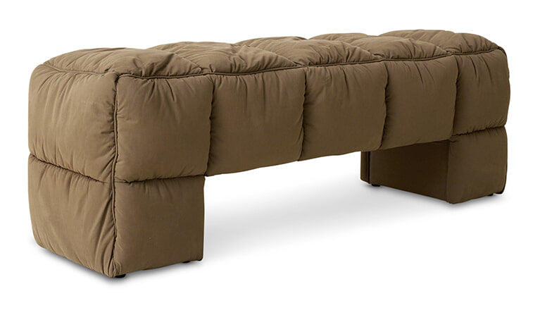 HKliving Bankje Puffy 140cm - Olijfgroen
