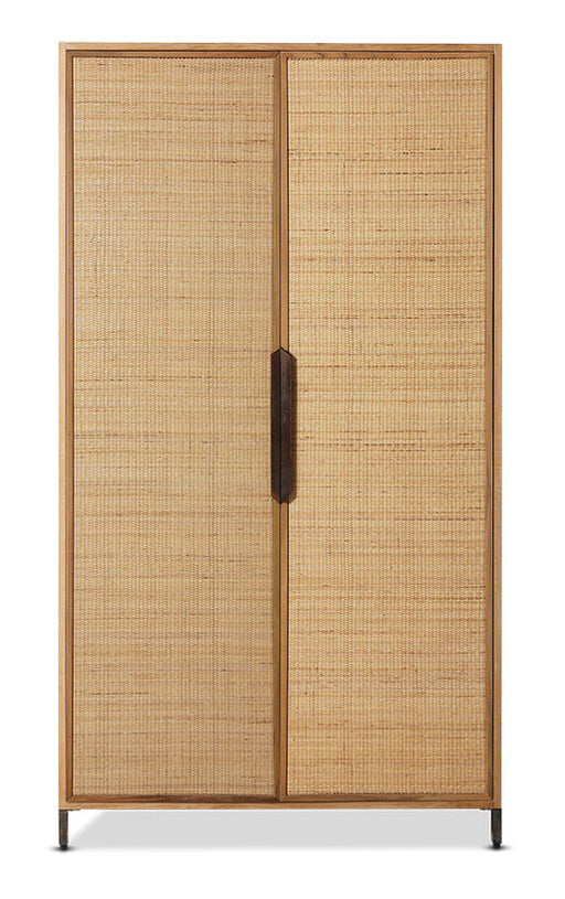 HKliving Opbergkast Pioneer Rattan & Hout, 180 x 100cm - Naturel