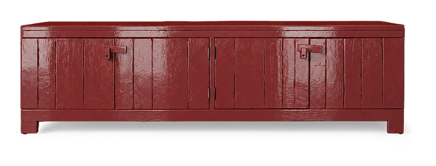 HKliving TV-meubel Raw Grenen, 160cm - Burgundy Gloss