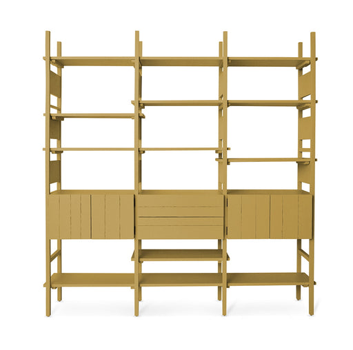 HKliving Wandkast Raw Grenen, 214 x 221cm - Mosterdgeel