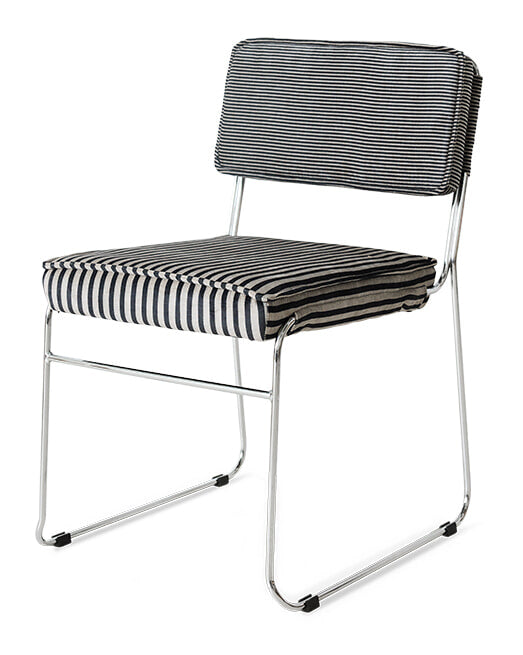 HKliving Eetkamerstoel Endless Stripe stof - Zwart/Wit