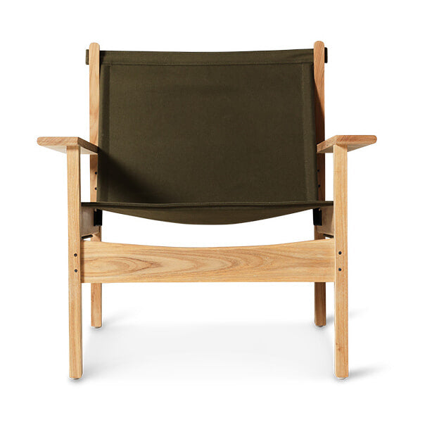 HKliving Fauteuil Explorer Teakhout en canvas - Legergroen