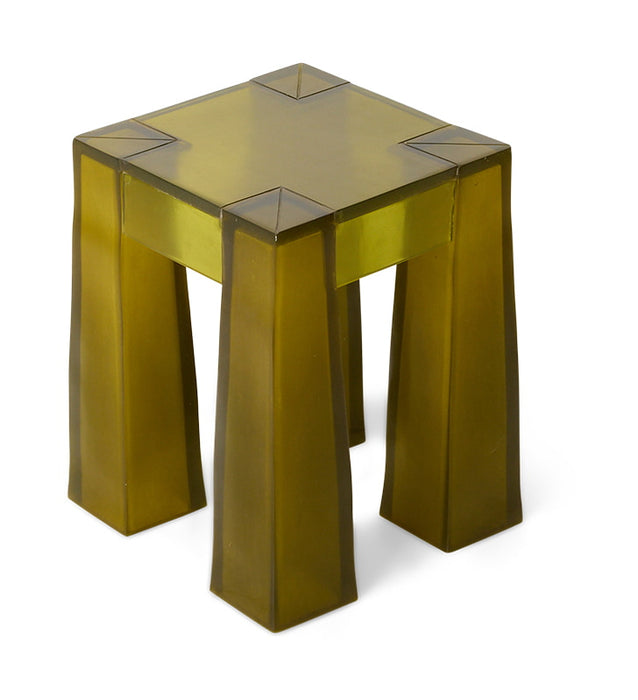 HKliving Krukje / Bijzettafel Resin 34 x 34cm - Vintage Geel