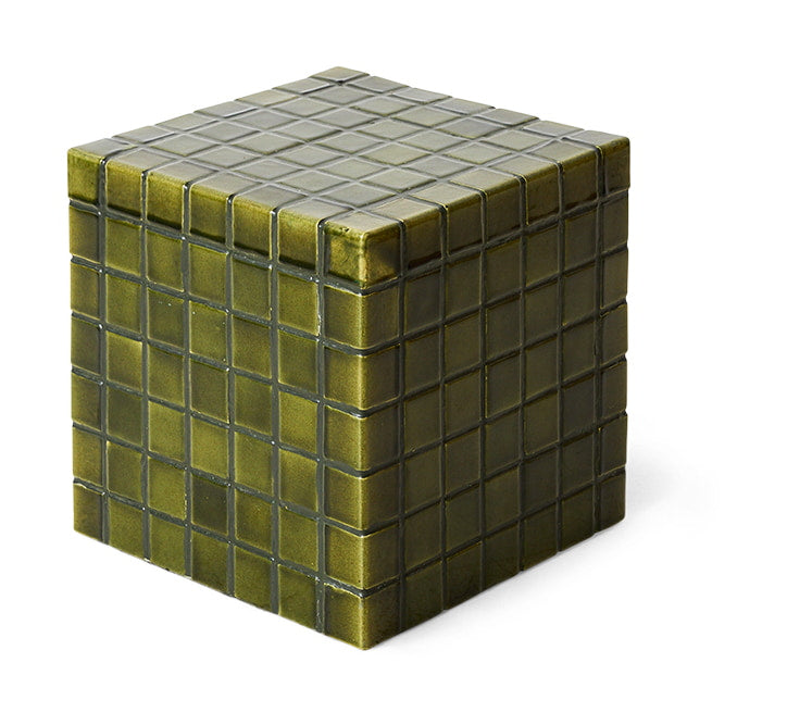 HKliving Bijzettafel Tiled Keramiek, 38 x 38cm - Mosgroen - Vierkant