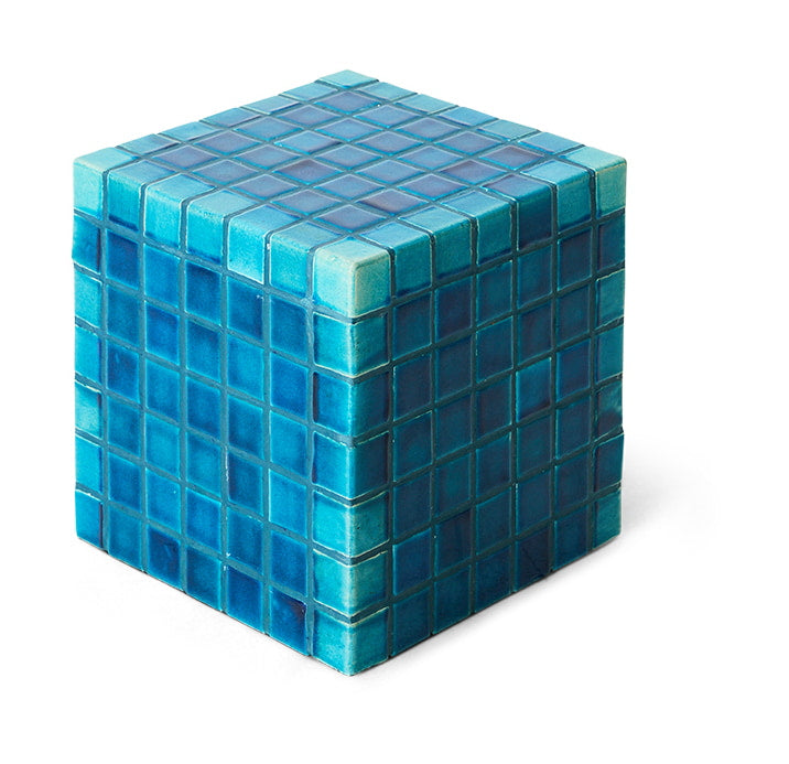 HKliving Bijzettafel Tiled Keramiek, 38 x 38cm - Turquoise - Vierkant