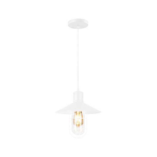 QUVIO Hanglamp industrieel - Glas met metaaldraad - Diameter 27 cm - Wit