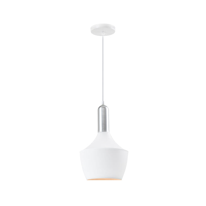 QUVIO Hanglamp modern - Zilveren bovenkant - D 25 cm - Wit