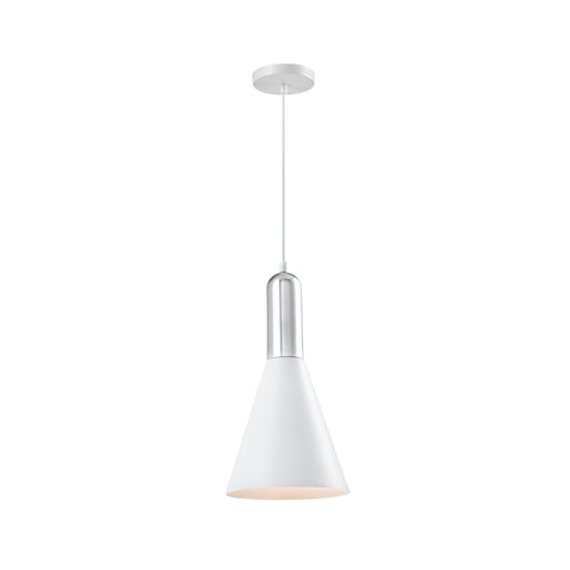 QUVIO Hanglamp modern - Kegelvorm - Zilveren bovenkant - D 19 cm - Wit