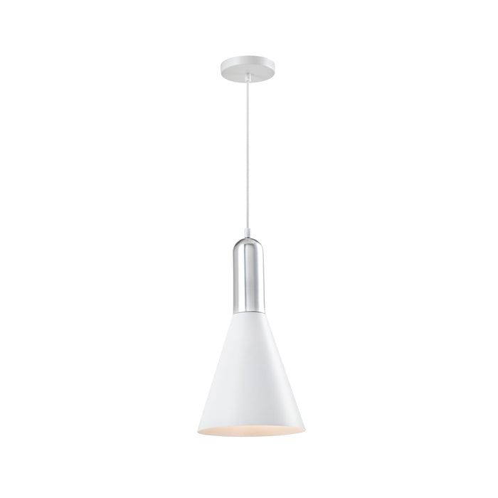 QUVIO Hanglamp modern - Kegelvorm - Zilveren bovenkant - D 19 cm - Wit