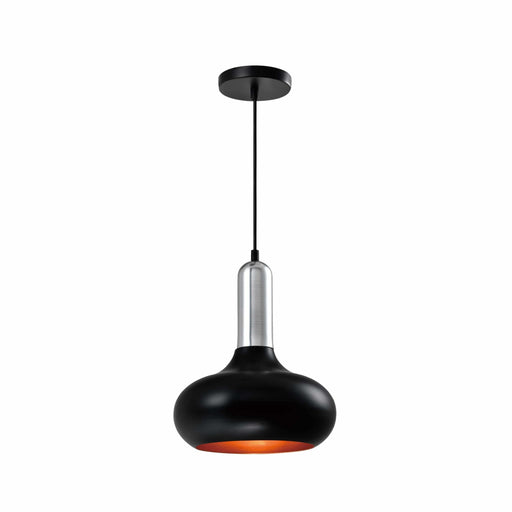QUVIO Hanglamp retro - Bolvorm - Zilveren bovenkant - D 25 cm - Zwart