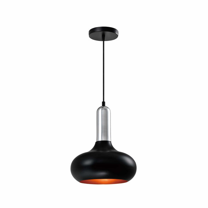 QUVIO Hanglamp retro - Bolvorm - Zilveren bovenkant - D 25 cm - Zwart
