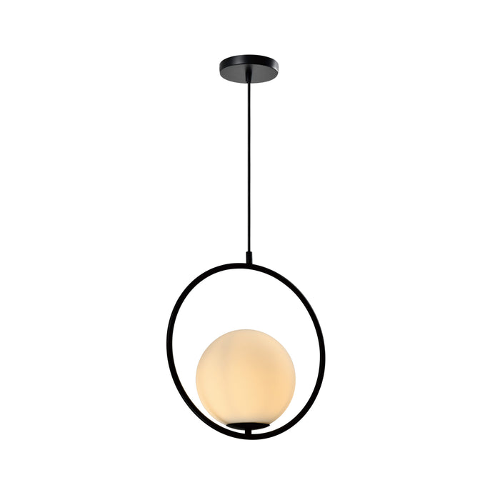 QUVIO Hanglamp modern - Rond metalen frame - D 35 cm - Zwart