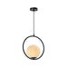 QUVIO Hanglamp modern - Rond metalen frame - D 35 cm - Zwart