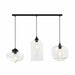 QUVIO Hanglamp retro - 3 lichtspunt - 3 verschillende glazen kappen - 80 x 26 cm