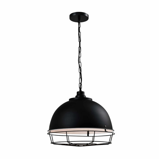 QUVIO Hanglamp industrieel - Kettinglamp met stalen rooster - D 42 cm - Zwart