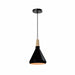 QUVIO Hanglamp Scandinavisch - Kegel design - Houten kop - D 17 cm - Zwart
