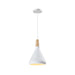 QUVIO Hanglamp Scandinavisch - Kegel design - Houten kop - D 17 cm - Wit