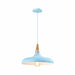 QUVIO Hanglamp Scandinavisch - Simplistisch laag design - Houten kop - D 30 cm - Blauw