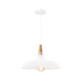 QUVIO Hanglamp retro - Simplistisch laag design - Houten kop - D 30 cm - Wit