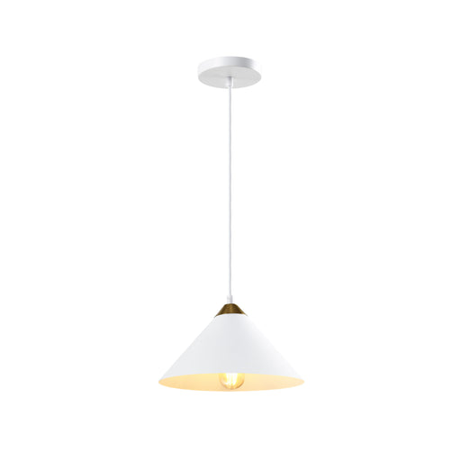 QUVIO Hanglamp retro - Kegelvorm - Gouden kop - D 25 cm - Wit