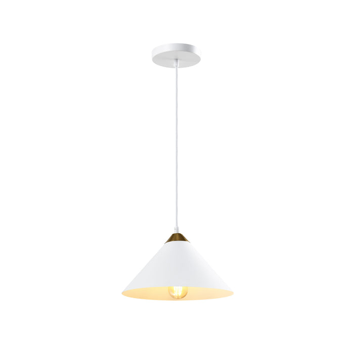 QUVIO Hanglamp retro - Kegelvorm - Gouden kop - D 25 cm - Wit