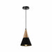 QUVIO Hanglamp landelijk - Kegel van beton - Houten kop - D 18 cm - Zwart