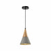 QUVIO Hanglamp landelijk - Kegel van beton - Houten kop - D 18 cm - Grijs