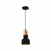 QUVIO Hanglamp landelijk - Betonnen design lamp - Houten kop - D 12,5 cm - Zwart