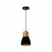 QUVIO Hanglamp landelijk - Simplistisch betonnen lamp - Houten kop - D 13 cm - Zwart