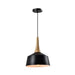 QUVIO Hanglamp Scandinavisch - Minimalistisch - Houten kop - D 27 cm - Zwart