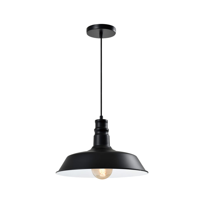 QUVIO Hanglamp retro - Vintage cafe lamp - D 36 cm - Zwart