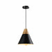 QUVIO Hanglamp Scandinavisch - Kegellamp - Houten kop - D 22 cm - Zwart