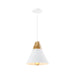 QUVIO Hanglamp Scandinavisch - Kegellamp - Houten kop - D 22 cm - Wit
