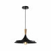 QUVIO Hanglamp retro - Aziatische stijl - Houten kop - D 40 cm - Zwart