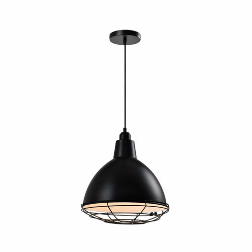 QUVIO Hanglamp industrieel - Fabriekslamp met stalen rooster - D 32 cm - Zwart