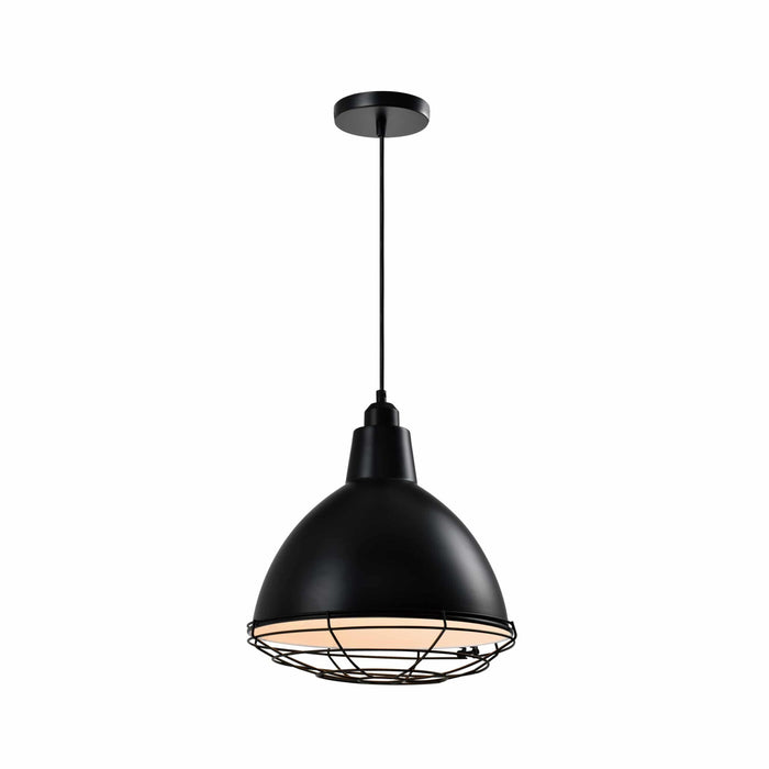 QUVIO Hanglamp industrieel - Fabriekslamp met stalen rooster - D 32 cm - Zwart