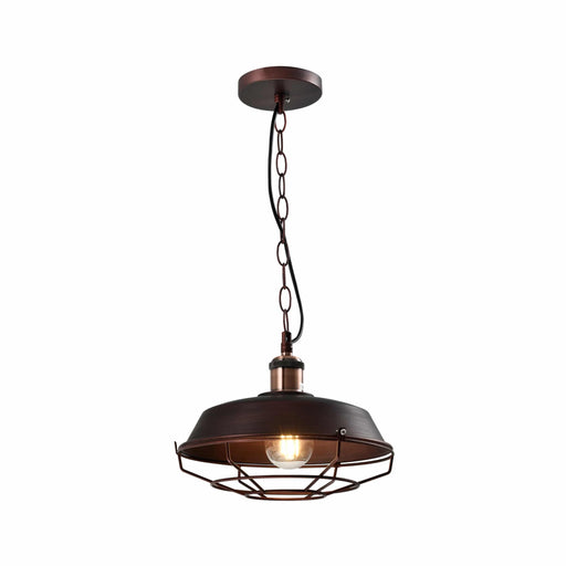 QUVIO Hanglamp industrieel - Fabriekslamp koper - D 26 cm - Roestbruin